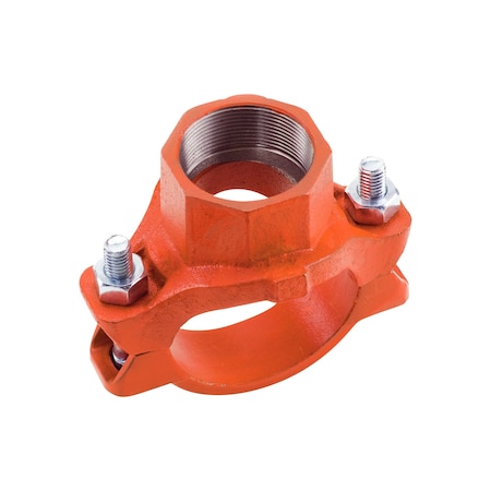 Usa Industrials Grvd Pipe Fitting - Ductile Iron Orange Enamel-Coated - Mech Tee - 4 Run Size x 3 Female NPT ZUSA-PF-19826